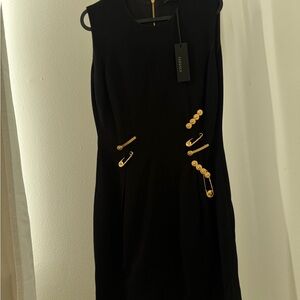 Versace Black Mini Dress with Gold Details